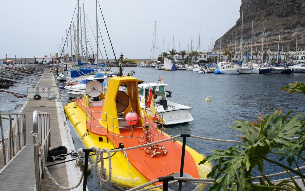 Gran Canaria'daki Puerto de Mogan limanı. Kanarya Adaları İspanya.