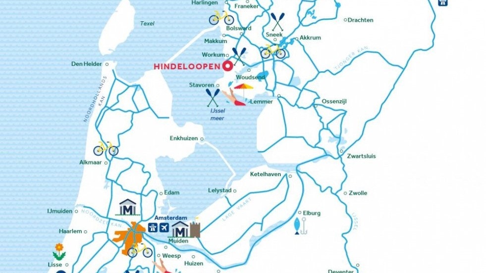 Hindeloopen - Amsterdam - Vinkeveen, rutekart