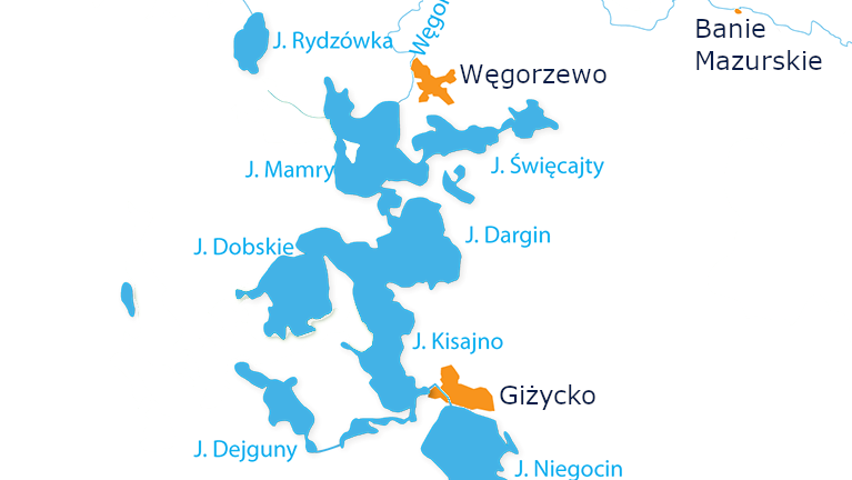 Plavební oblast Mazurských jezer, mapa