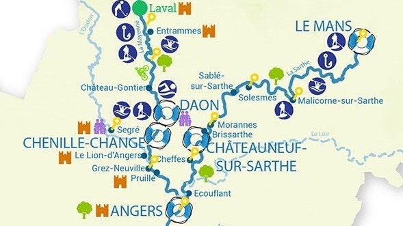 Chennilé, Anjou, Francie, plavební oblast, mapa