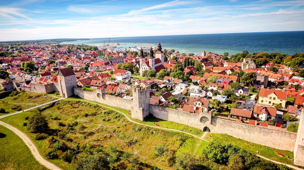 View of the picturesque town of Visby
