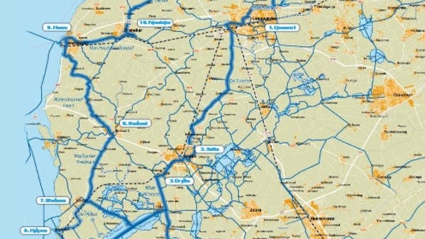 Kruizinių kelionių zonos aplink 11 Fryzų miestų žemėlapis