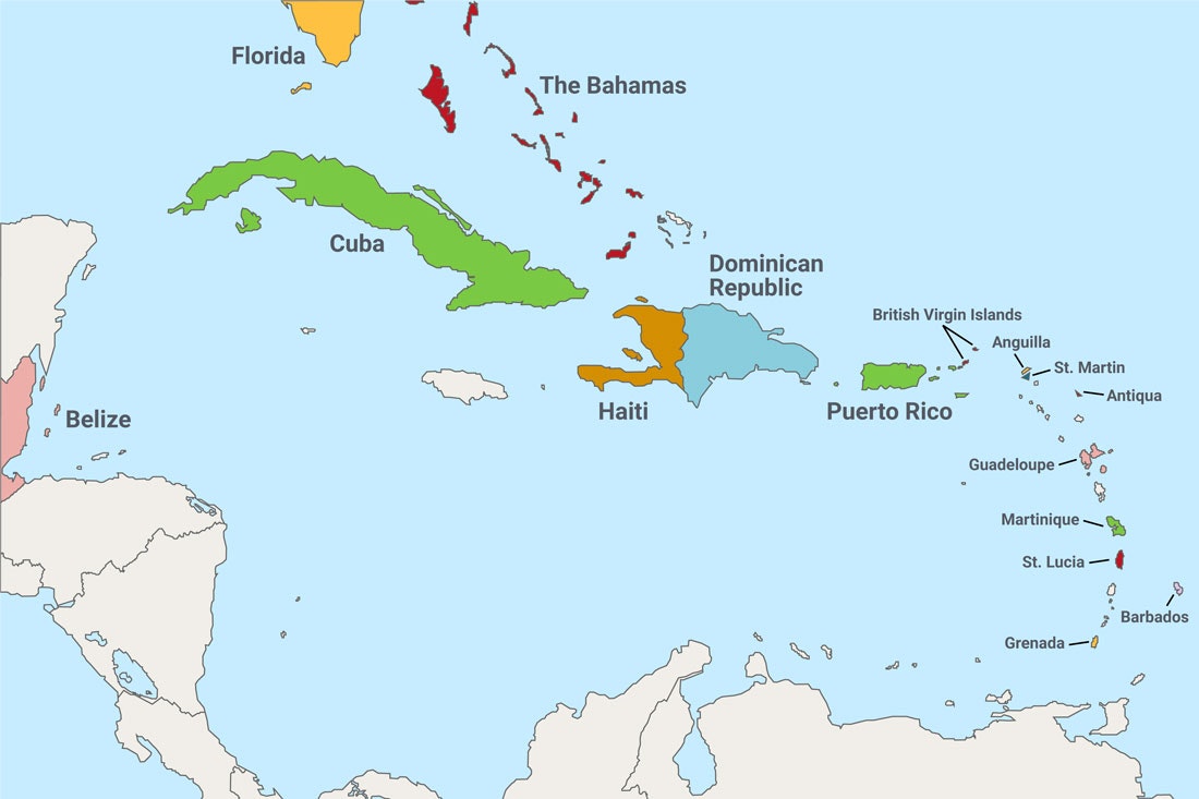 karibik mapa