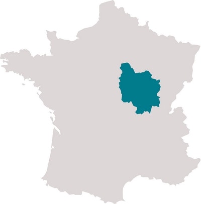 Mapa oblasti Nivernais, Val de Loire