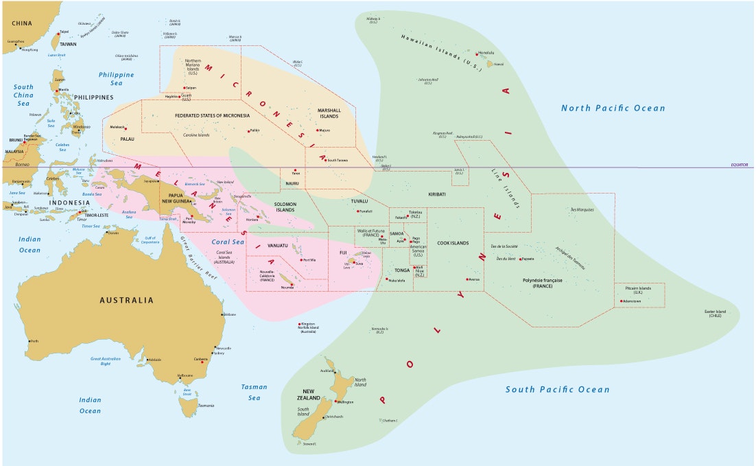 Mappa dell'Oceania