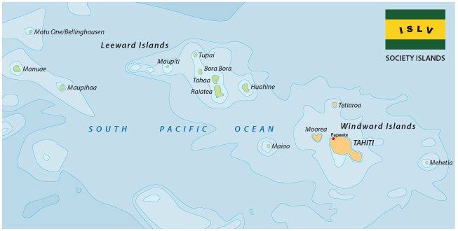 Společenské ostrovy nebo též Ostrovy Společnosti, mapa