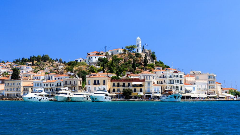 View of Aegina Island and the harbor.