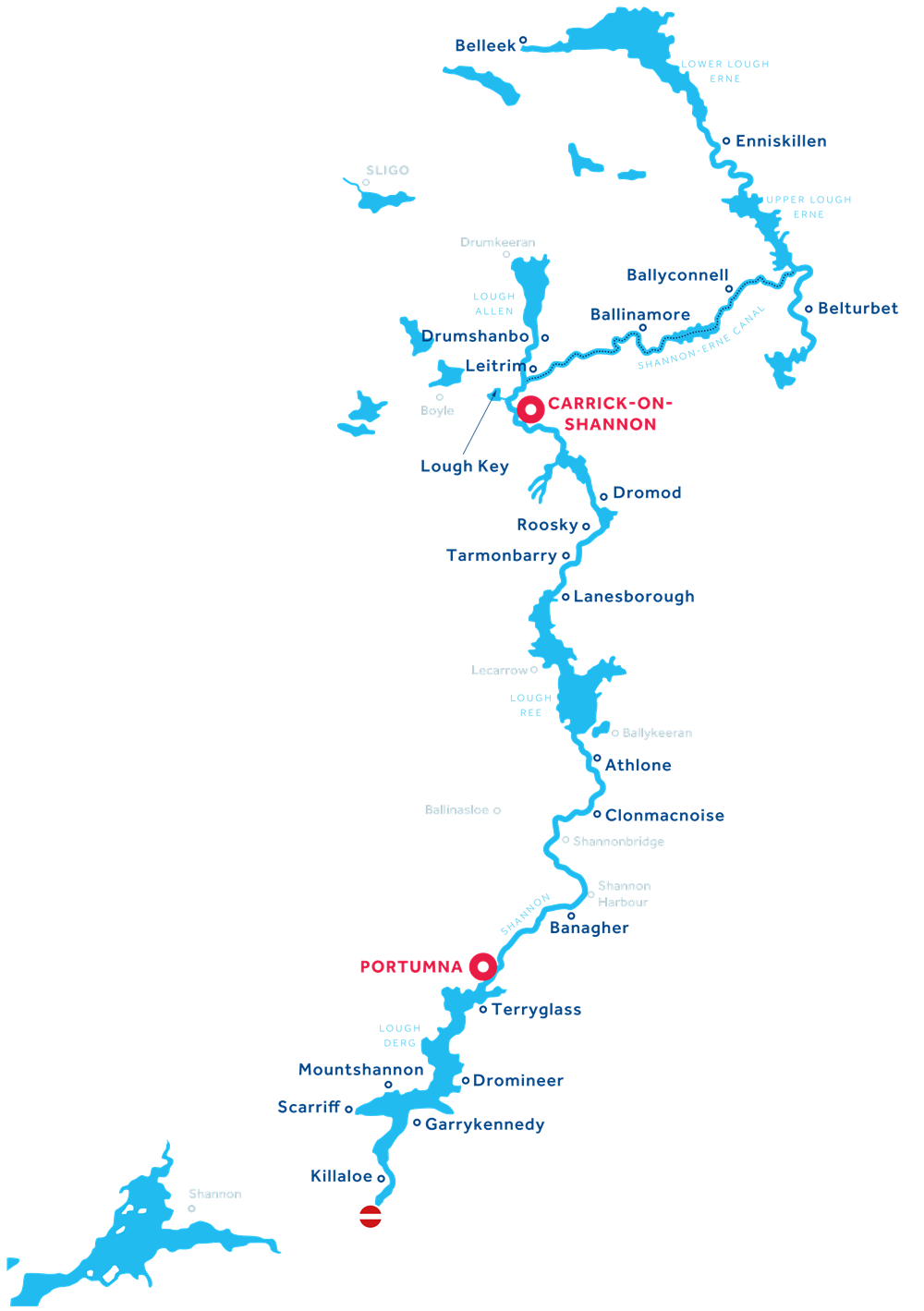 Šenono upės navigacijos srities žemėlapis