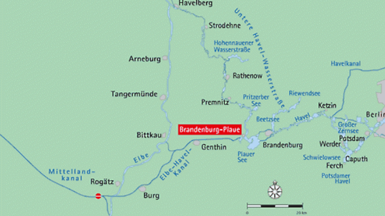 Plau, Brandenburg, Germany, map of the sailing area