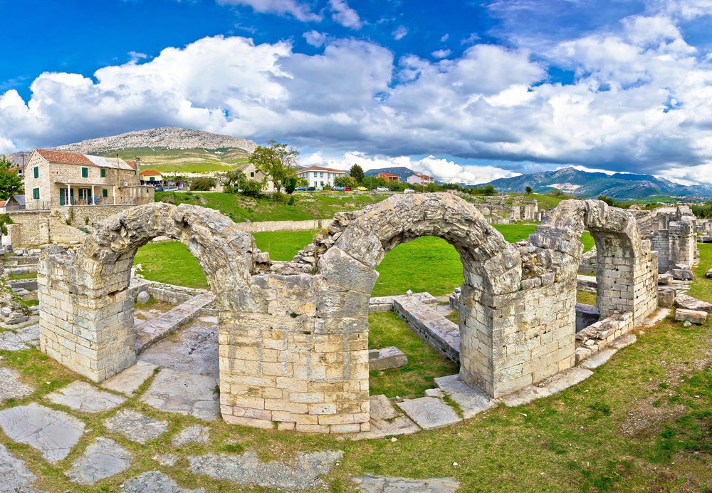Historic stone amphitheater in ancient Solin, Croatia