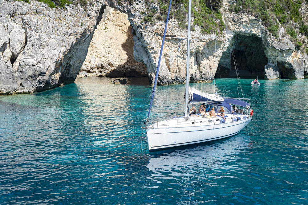 The Greek island of Paxos is famous for its caves for exploring a boat holiday.