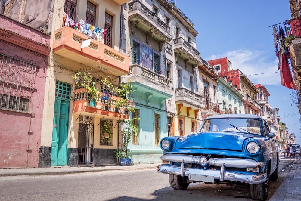 A classic American vintage car in Havana, Cuba.