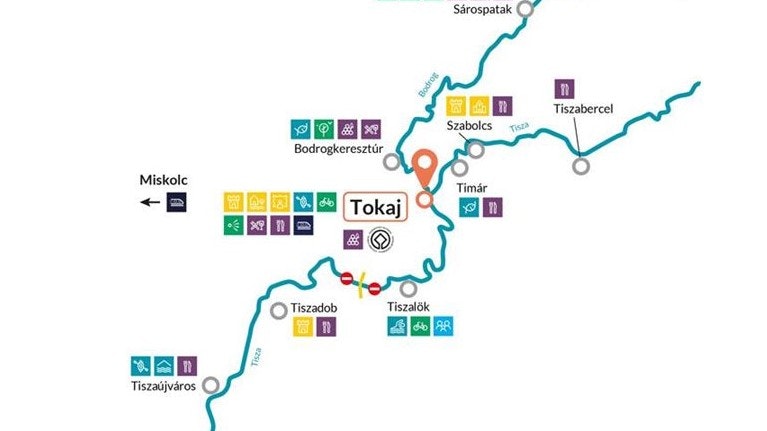 Karte des Tokajer Schifffahrtsgebiets