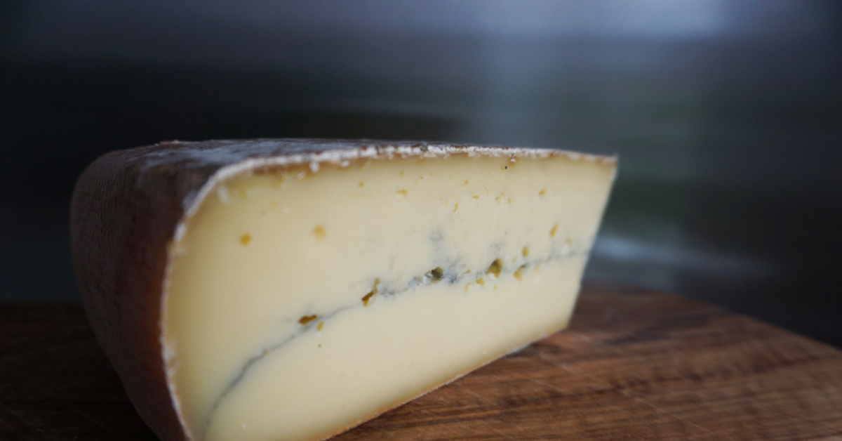    Morbier, semi-soft cow's milk cheese from the Franche-Comté region 