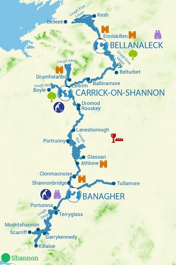 River Shannon Navigasyon Alanı, Carrick-on-Shannon, İrlanda yakınlarında