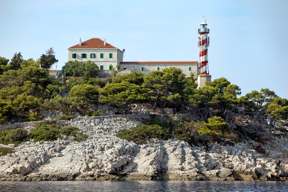 Tajer lighthouse in Sestrenica Vela, Croatia.