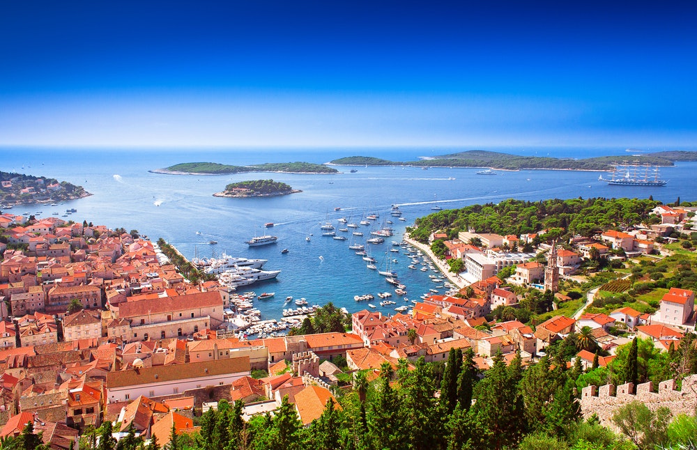 The harbour of the old Adriatic island of Hvar
