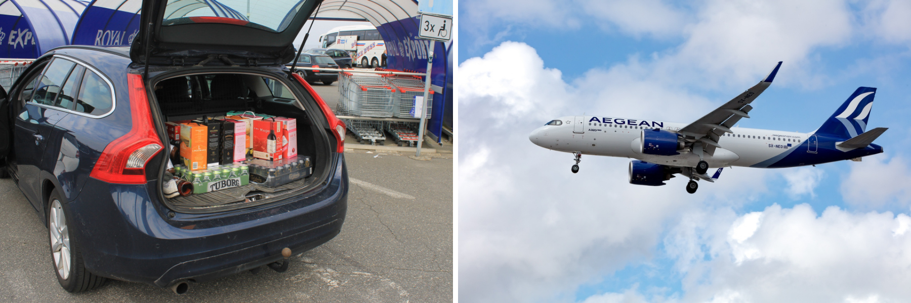 Transport options: by car to Croatia, by air to Greece.