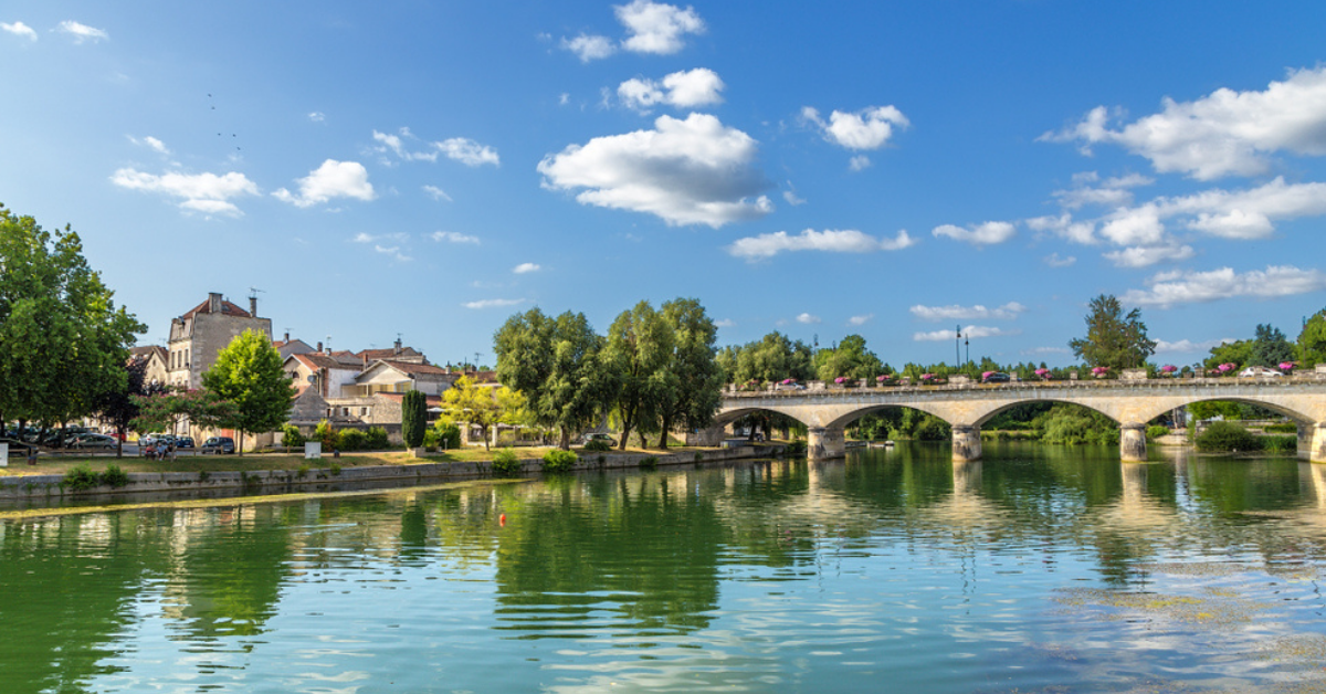 The town of Cognac and the river Charente
