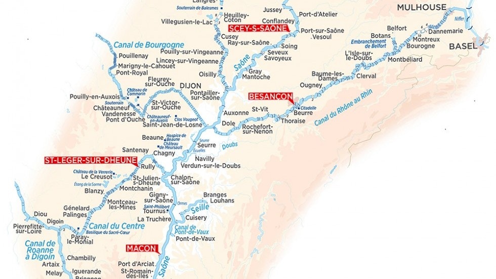 Scey-sur-Saône, Alsasko, Francie, mapa plavební oblasti