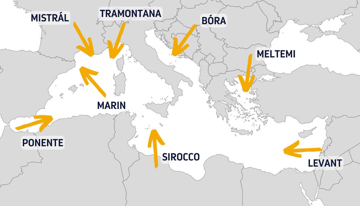 Akdeniz'deki rüzgarlara genel bakış