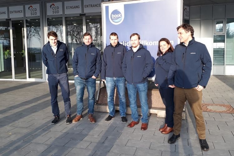 Part of the yachting°com team outside the gates of BOOT Düsseldorf