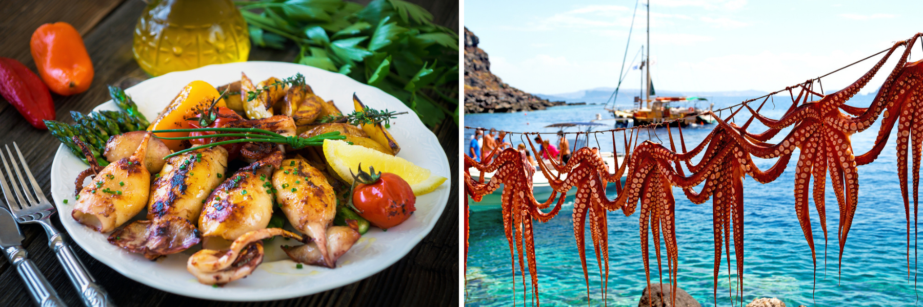 Seafood dominates both Croatian and Greek cuisine.