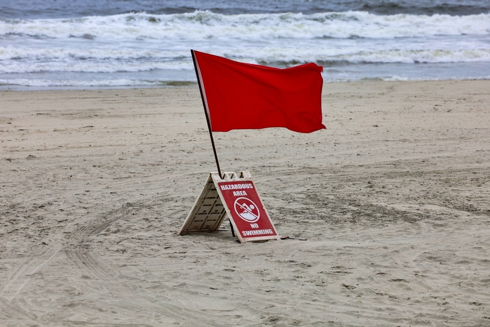 The colour of the flag informs us about the current state of the sea