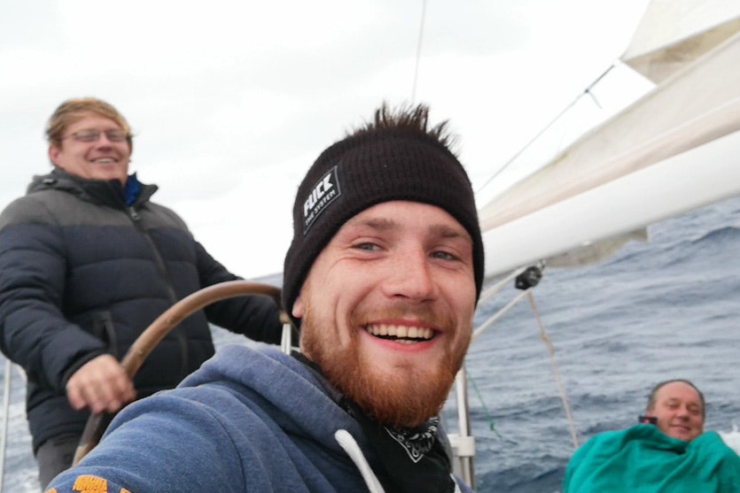Jakub a posádka při plavbě Atlantikem