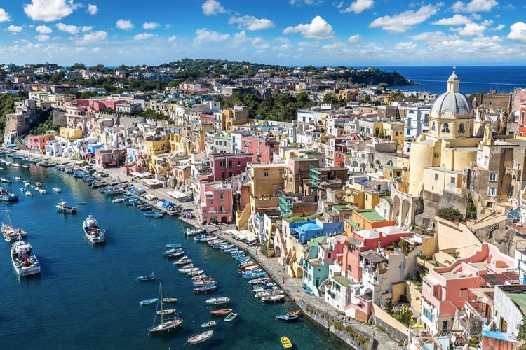Island of Procida with its attractive vibrant architecture