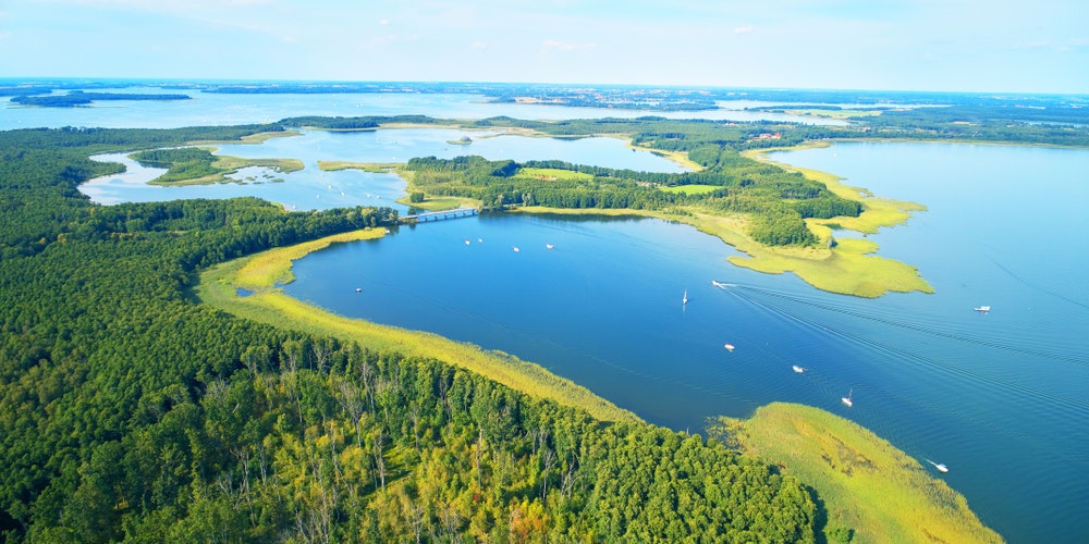Krajina Mazurské jezerní oblasti v Polsku.